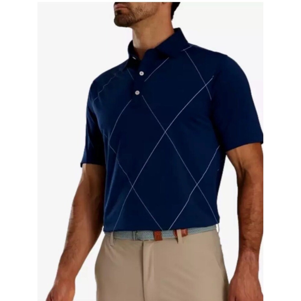FootJoy Navy Polo with White Argyle Stitch